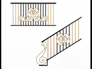 forging iron forged balcony railing 07 3D Model