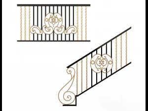 kucie kutej balustrady balkonowej 07 Model 3D