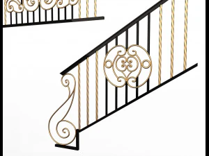 forging iron forged balcony railing 07 3D Model