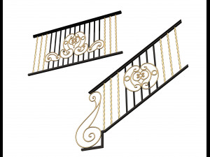 forging iron forged balcony railing 07 3D Model
