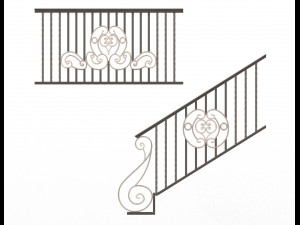 forging iron forged balcony railing 07 3D Model