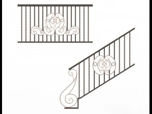 forging iron forged balcony railing 07 3D Model