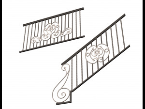 forging iron forged balcony railing 07 3D Model