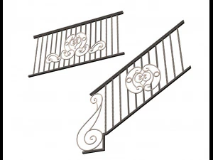 forging iron forged balcony railing 07 3D Model