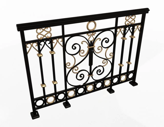 forging iron forged balcony railing 08 3D Model .c4d .max .obj .3ds .fbx .stl .blend 