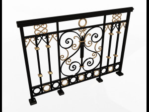 forging iron forged balcony railing 08 3D Model
