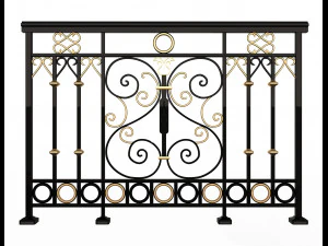 forging iron forged balcony railing 08 3D Model
