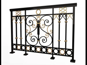 forging iron forged balcony railing 08 3D Model