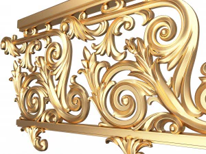 classic iron railing 01 3D Model