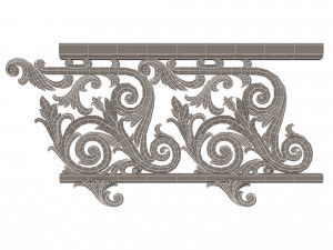 classic iron railing 01 3D Модель