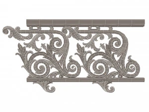 classic iron railing 01 3D Model