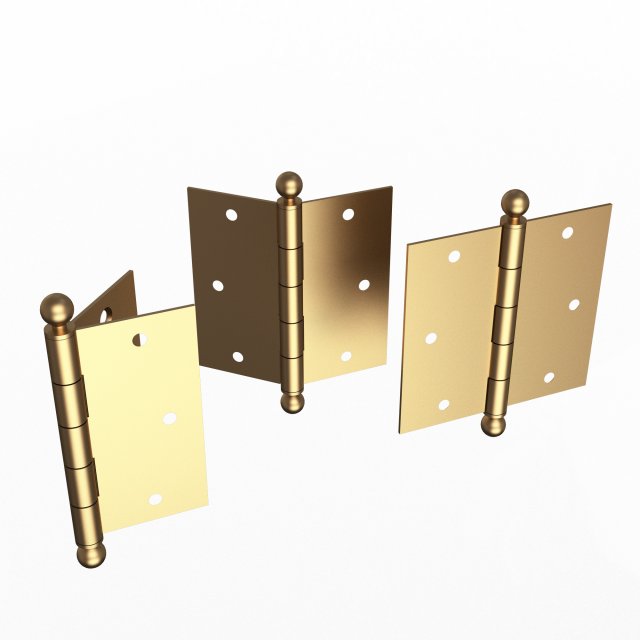 brass door hinge Model 3D .c4d .max .obj .3ds .fbx .stl .blend 