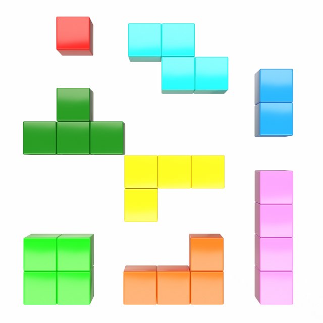 tetris bricks set Modèle 3D .c4d .max .obj .3ds .fbx .stl .blend 