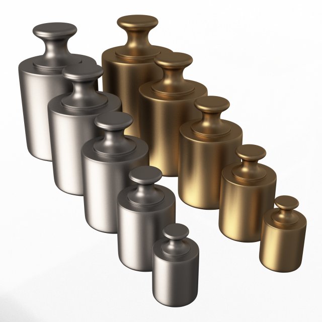 antique scale weights set 3D Модель .c4d .max .obj .3ds .fbx .stl .blend 
