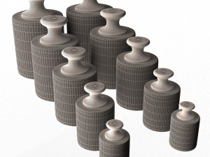 antique scale weights set 3D Модель