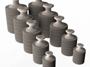 antique scale weights set 3D Model