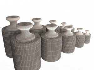 antique scale weights set 3D Model
