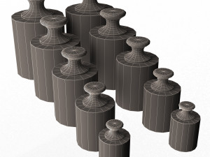 antique scale weights set 3D Модель