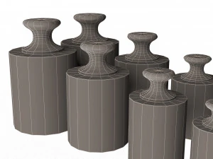 antique scale weights set 3D Model