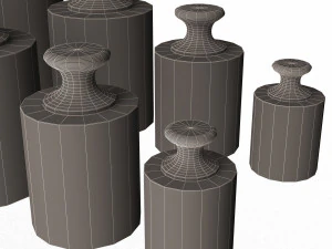 antique scale weights set 3D Model