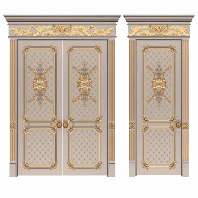 carved door classic 05 3D Model .c4d .max .obj .3ds .fbx .stl .blend