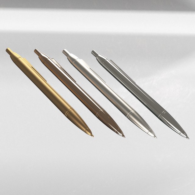 steel ballpoint pen Model 3D .c4d .max .obj .3ds .fbx .stl .blend 