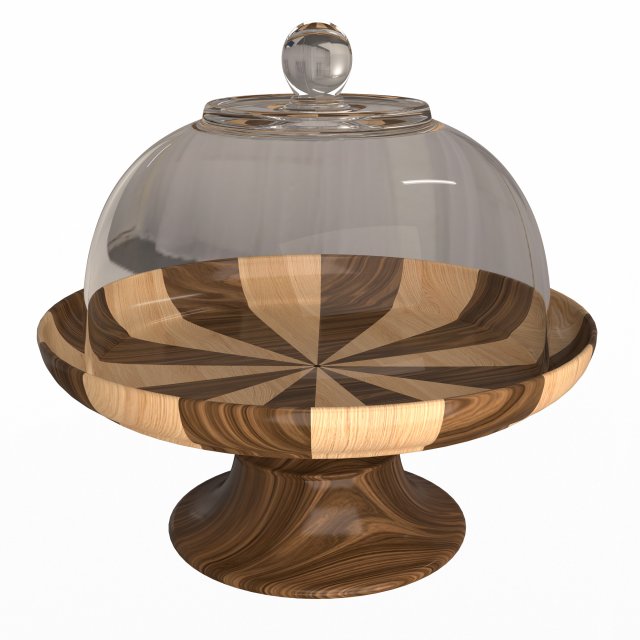 cake stand wooden with dome Model 3D .c4d .max .obj .3ds .fbx .stl .blend 