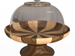 cake stand wooden with dome Modelo 3D