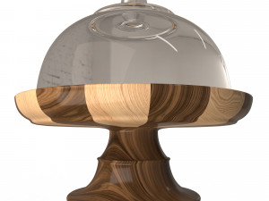cake stand wooden with dome Model 3D