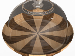 cake stand wooden with dome Model 3D