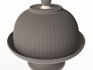 cake stand wooden with dome Model 3D