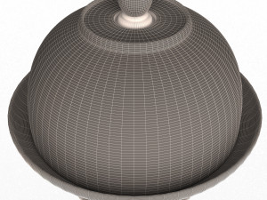 cake stand wooden with dome Model 3D