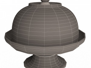 cake stand wooden with dome Model 3D