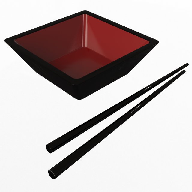 bowl for sushi sauce and japanese sticks Model 3D .c4d .max .obj .3ds .fbx .stl .blend 