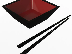 寿司ソースとスティック用のボウル 3Dモデル