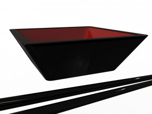 bowl for sushi sauce and japanese sticks Model 3D