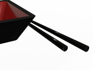 bowl for sushi sauce and japanese sticks Model 3D
