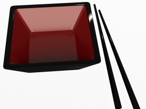 bowl for sushi sauce and japanese sticks Model 3D