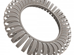 wire wheel wall mirror Model 3D