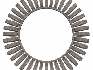 wire wheel wall mirror Model 3D