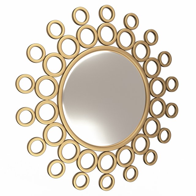 gold bubble wall mirror 3Dモデル .c4d .max .obj .3ds .fbx .stl .blend 