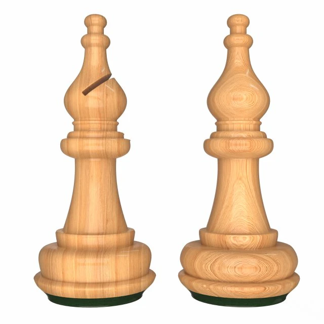 3d wooden chess bishop 3D Model .c4d .max .obj .3ds .fbx .stl .blend 