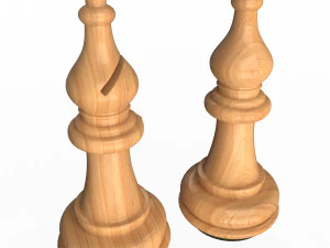 3d wooden chess bishop 3D Model