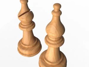 3d wooden chess bishop 3D Model