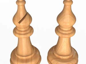 3d wooden chess bishop 3D Model