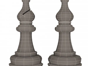 3d wooden chess bishop 3D Model