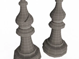 3d wooden chess bishop 3D Model
