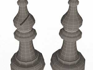 3d wooden chess bishop 3D Model