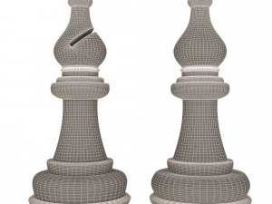 3d wooden chess bishop 3D Model