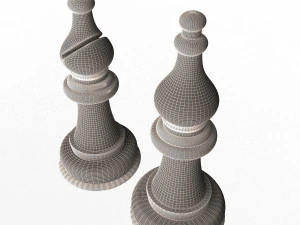 3d wooden chess bishop 3D Model